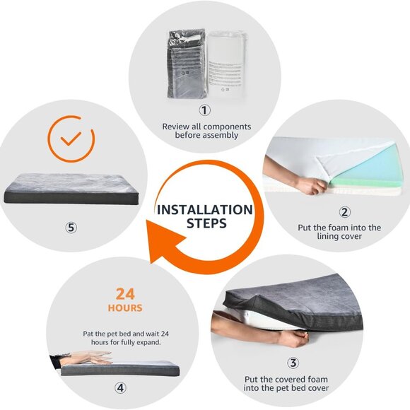 Dog Bed with Cooling Gel Memory Foam, Pressure-Relief Support for Dogs up to 50l - Picture 6 of 10